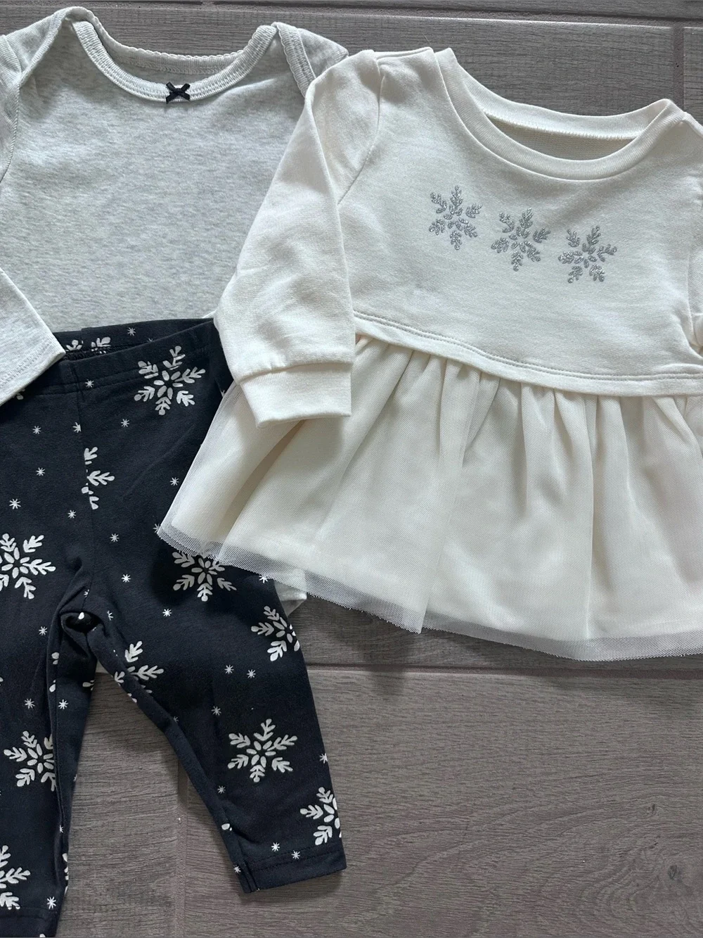 Carter’s 3pc Set Snowflake Peplum Top Bodysuit & Leggings Girls 9mo NWT